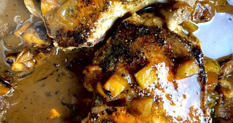 Pan Roasted Cider Pork Chops